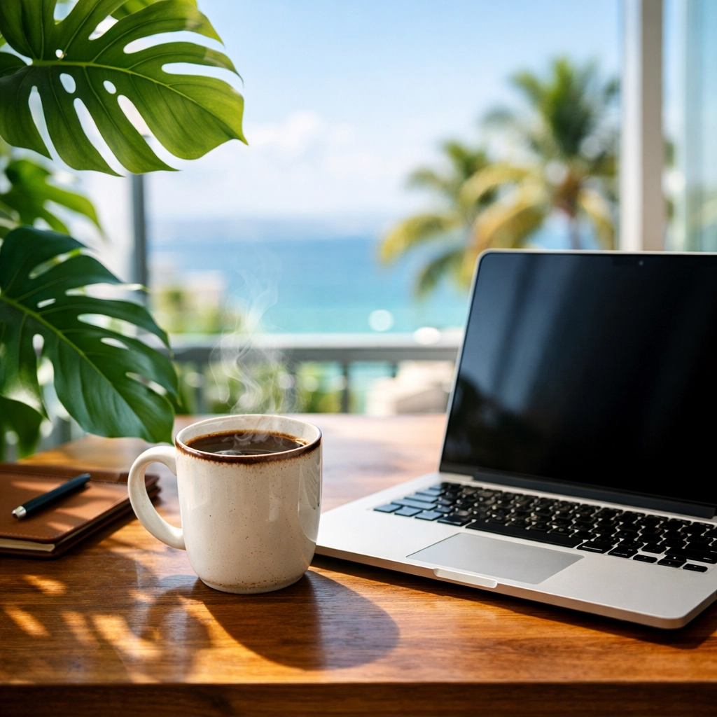 Modern remote work setup in Puerto Vallarta digital nomad apartment rental