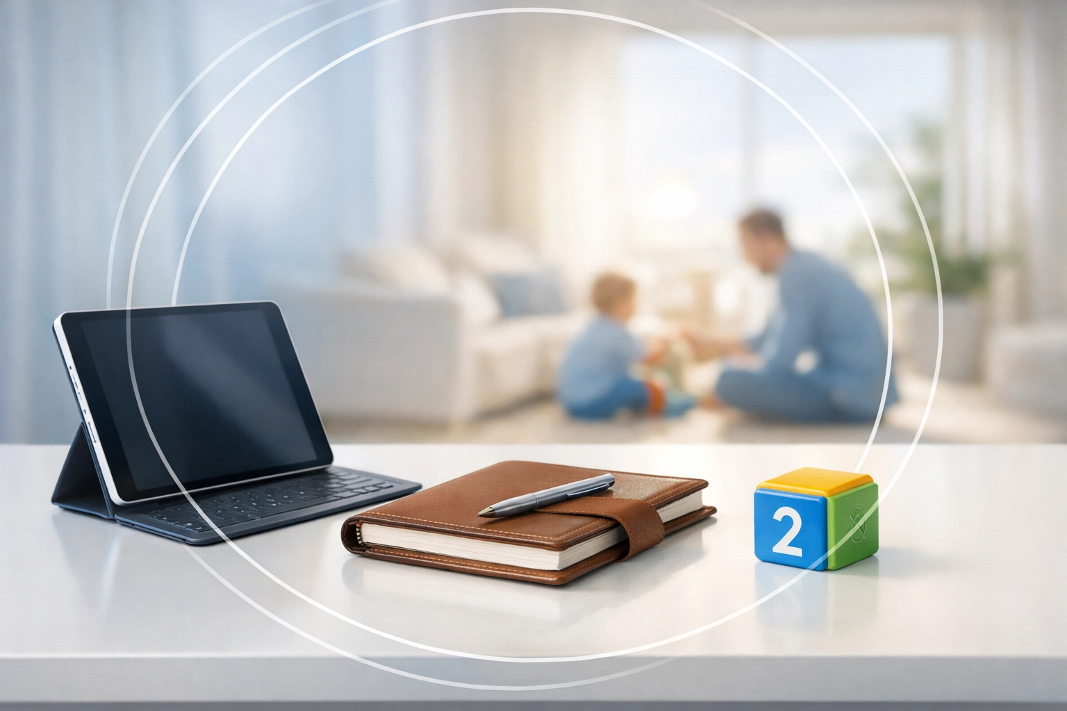 Organized documents and a child's toy representing proactive preparation for a Virginia Beach custody case.