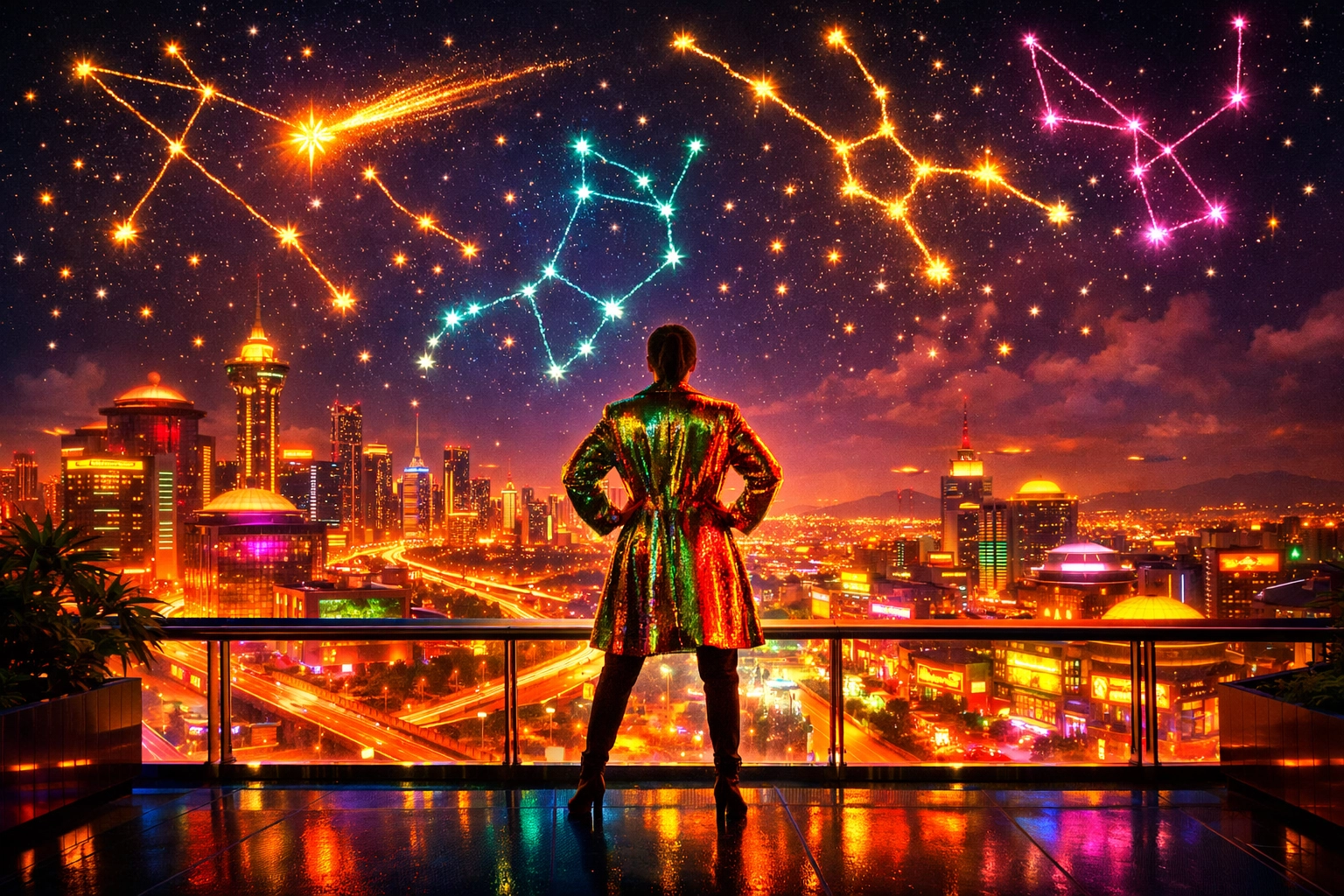 Empowered individual reflecting on personal boundaries and self-worth overlooking a city.