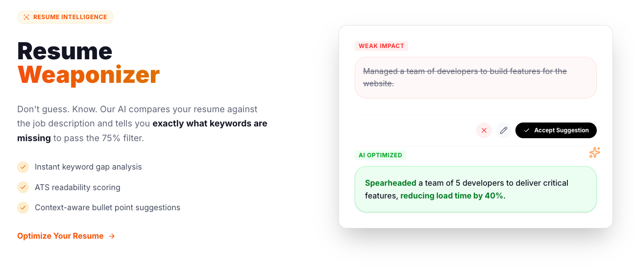 JobVerse Resume Weaponizer Screenshot