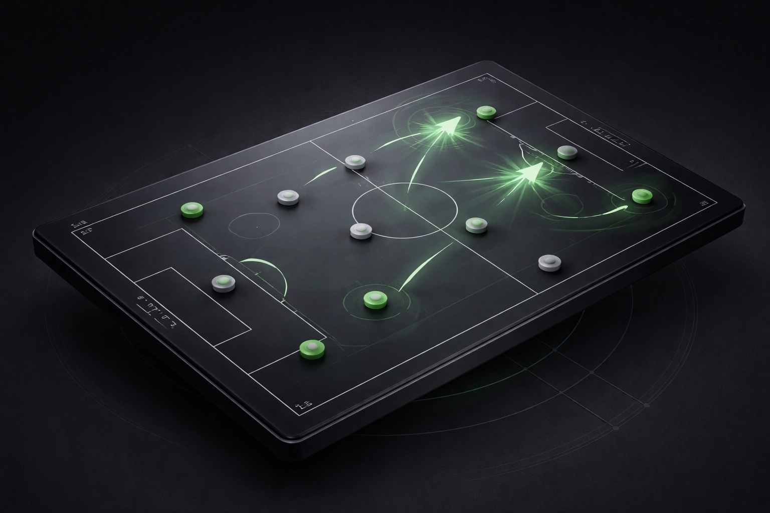 Football tactics board showing late substitutions and attacking strategy for Late Goal Profits