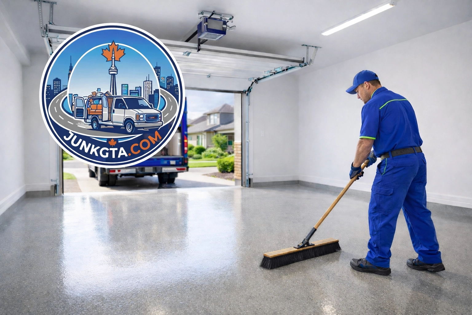 The Best Junk Removal Service Near Me: Why Innisfil Trusts Junk GTA A spotless garage after a junk removal Innisfil cleanout by the professional Junk GTA team.