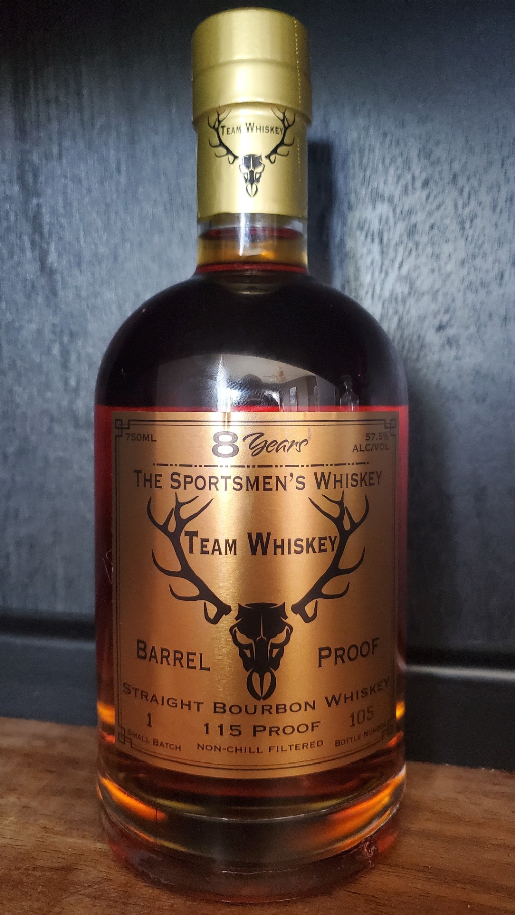 Team Whiskey 8-Year Barrel Proof Straight Bourbon Whiskey 115 proof