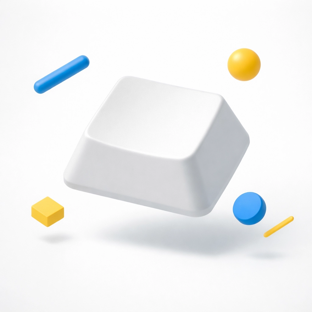 Minimalist keyboard key representing typing efficiency and fast text navigation shortcuts.