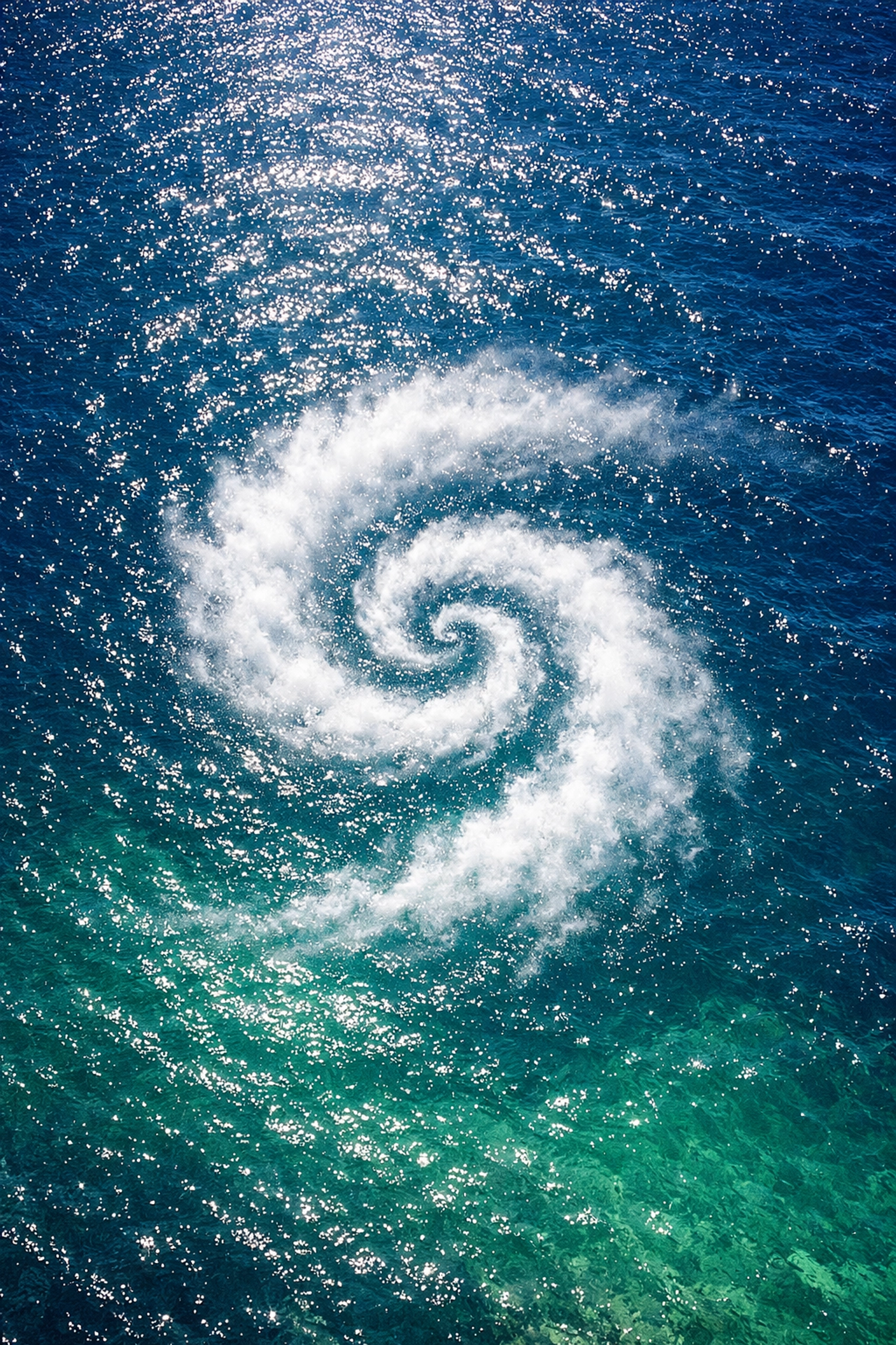Dignified drone ashes scattering ceremony over the ocean at Bigbury Bay in South Devon.