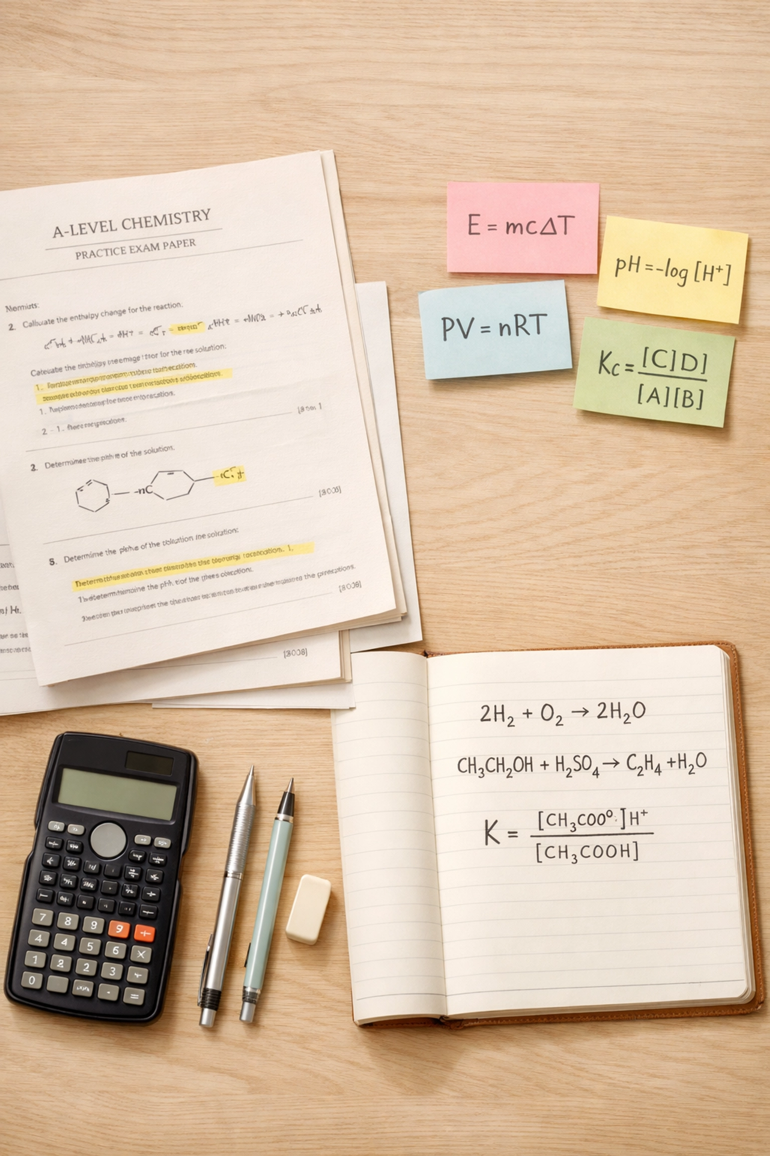 A Level chemistry exam preparation materials with past papers and revision notes