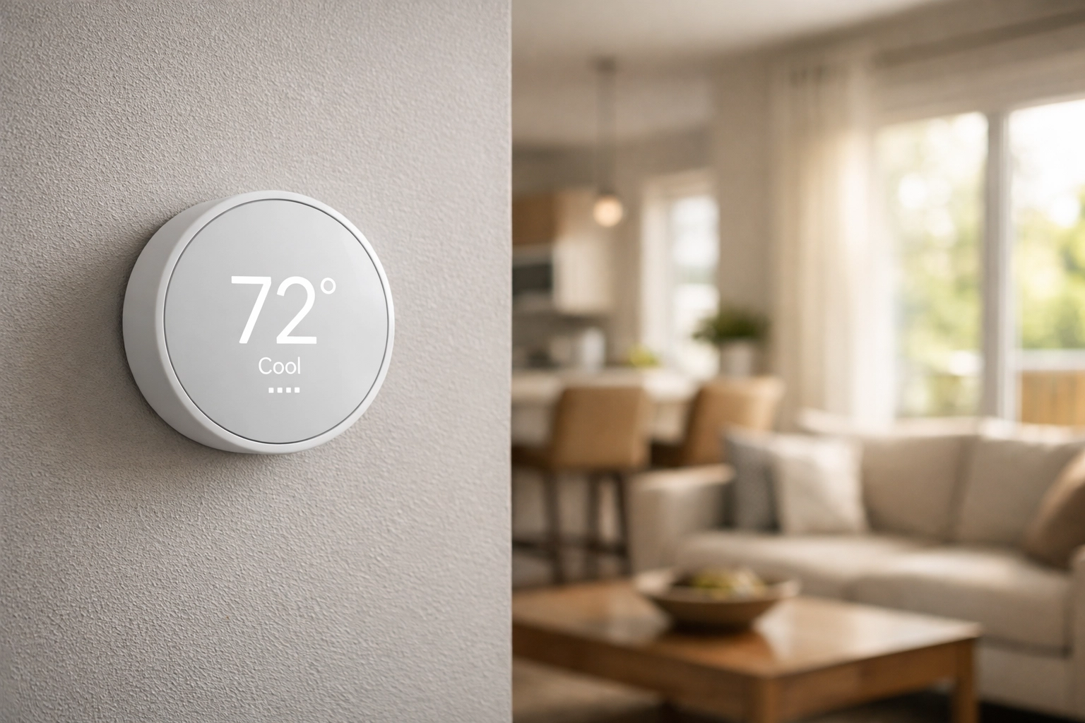 Smart thermostat installation in modern Orlando home showcasing energy-efficient remodeling upgrades