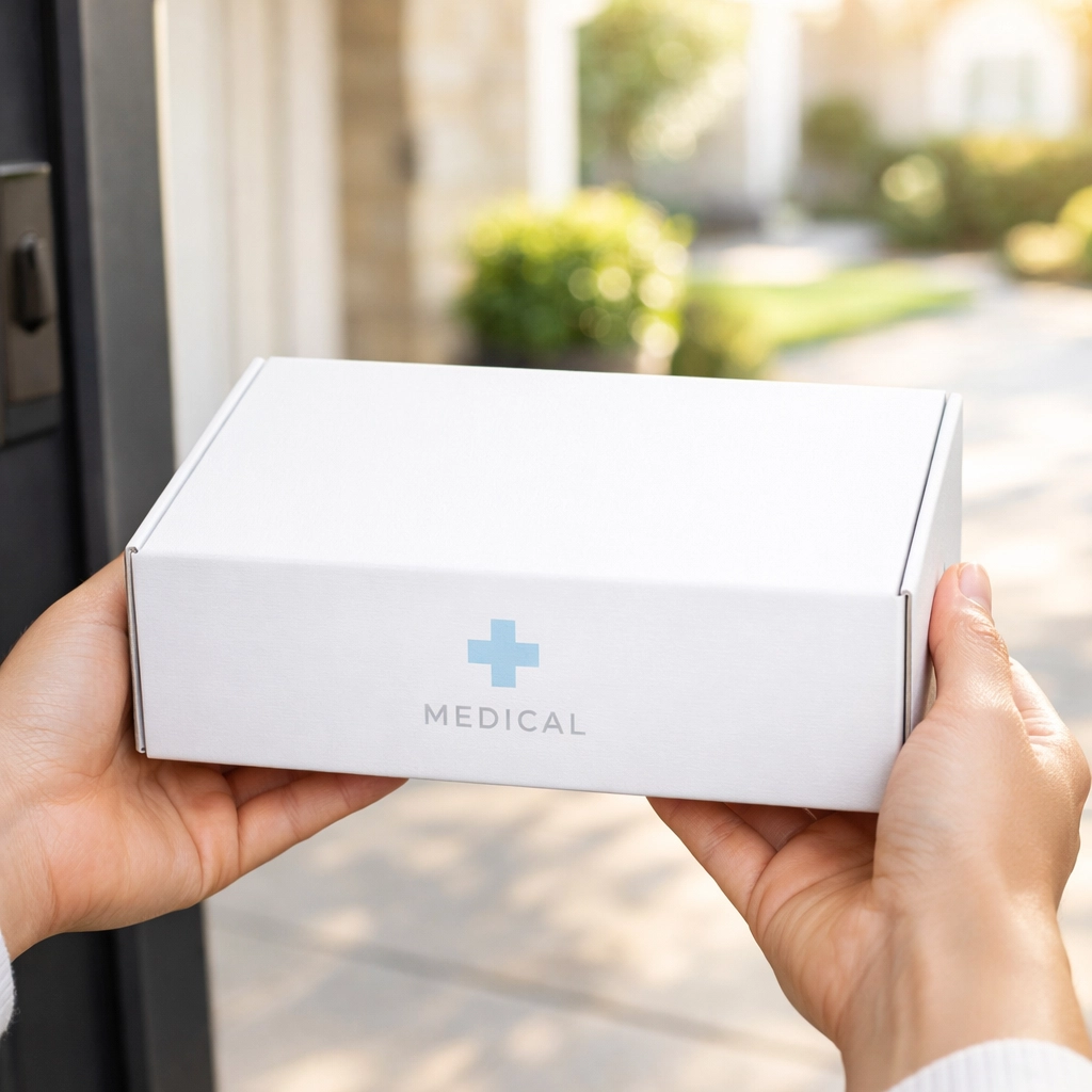 Convenient and discreet home delivery of weight loss medication shipped in a plain white box.