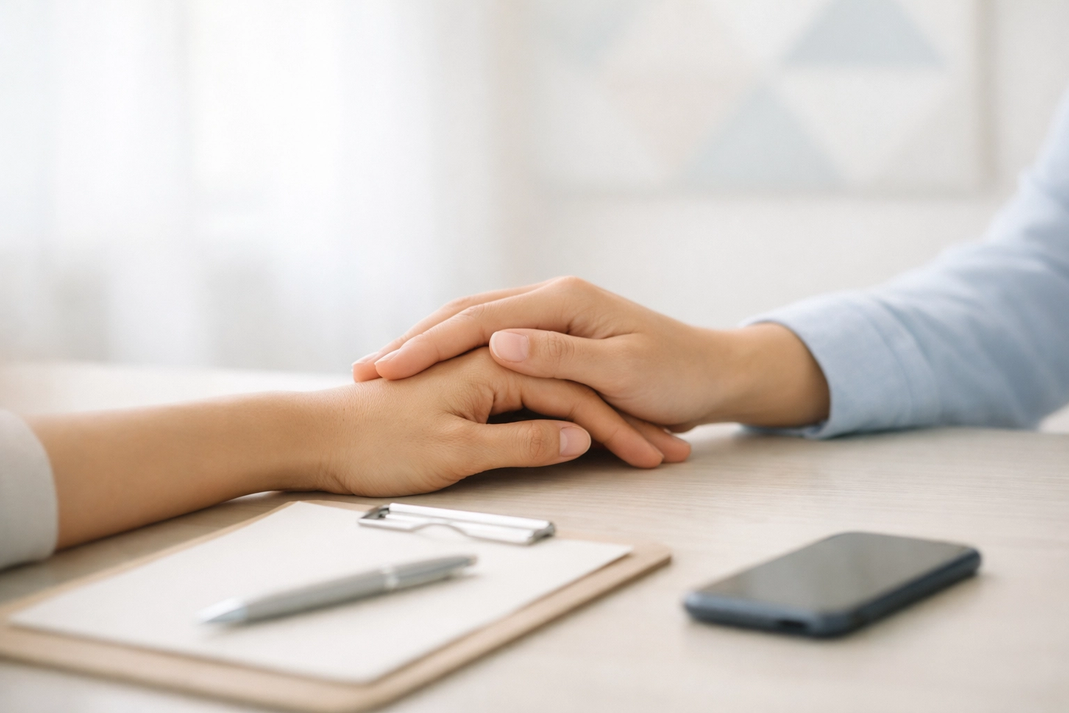 Addiction treatment admissions counselor providing empathetic, conversational support to a person seeking help.