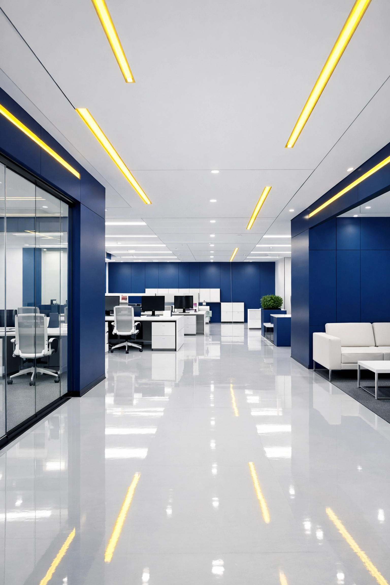 Clean and organized open-plan office workspace in Lexington for real estate agent productivity.