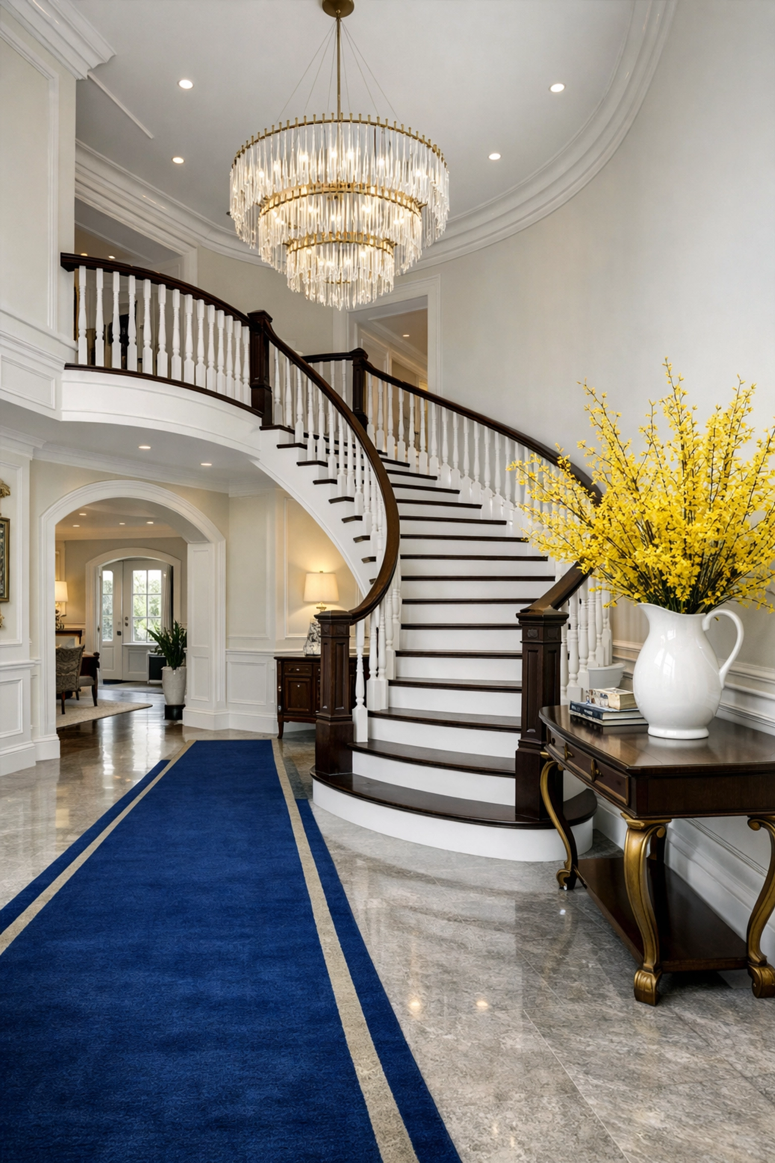 Luxury Wellesley home foyer professionally maintained with house cleaning services MA.