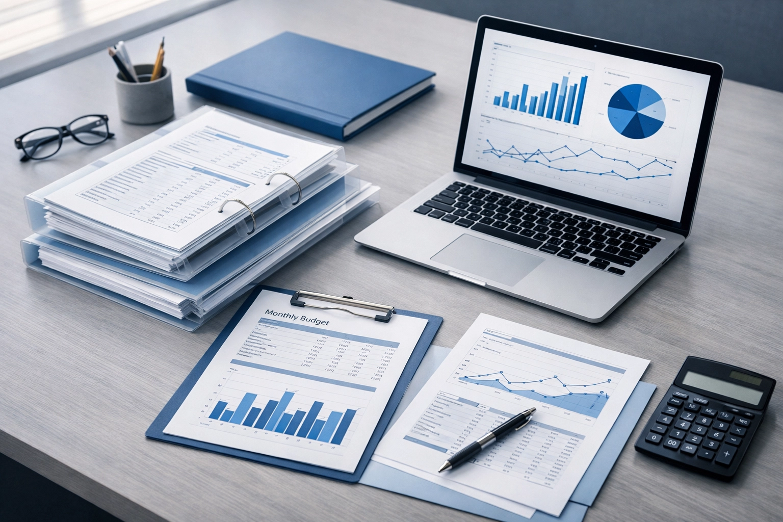 Organized financial documents and spreadsheets prepared for Alabama small business sale due diligence