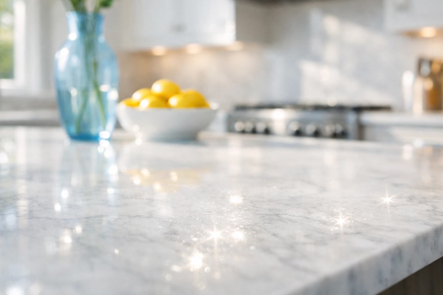 Professional cleaners Hopkinton MA providing detailed kitchen sanitization on marble surfaces.