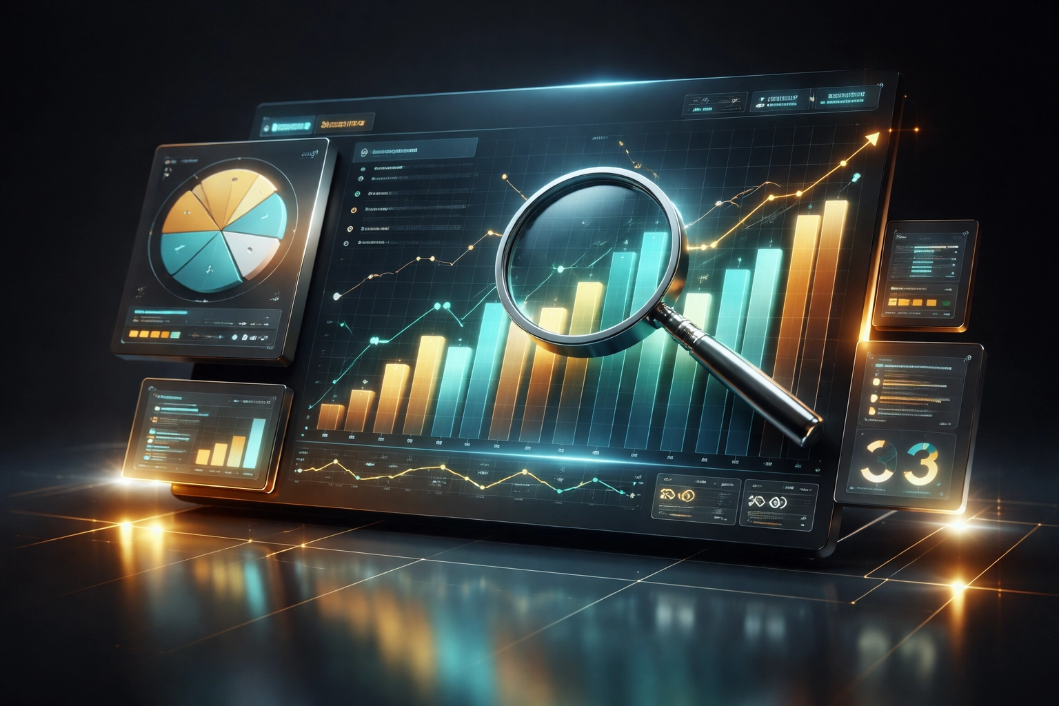 Financial dashboard with charts highlighting the importance of organized finances for hospitality businesses.