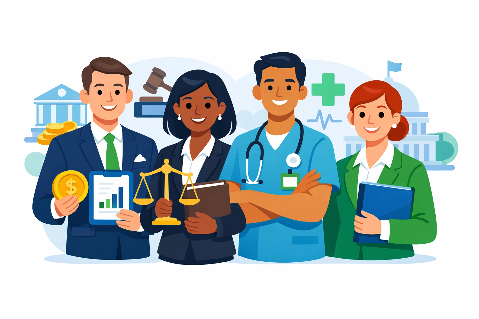 Business professionals including bankers, lawyers, and healthcare workers who benefit from Virtual Mailbox