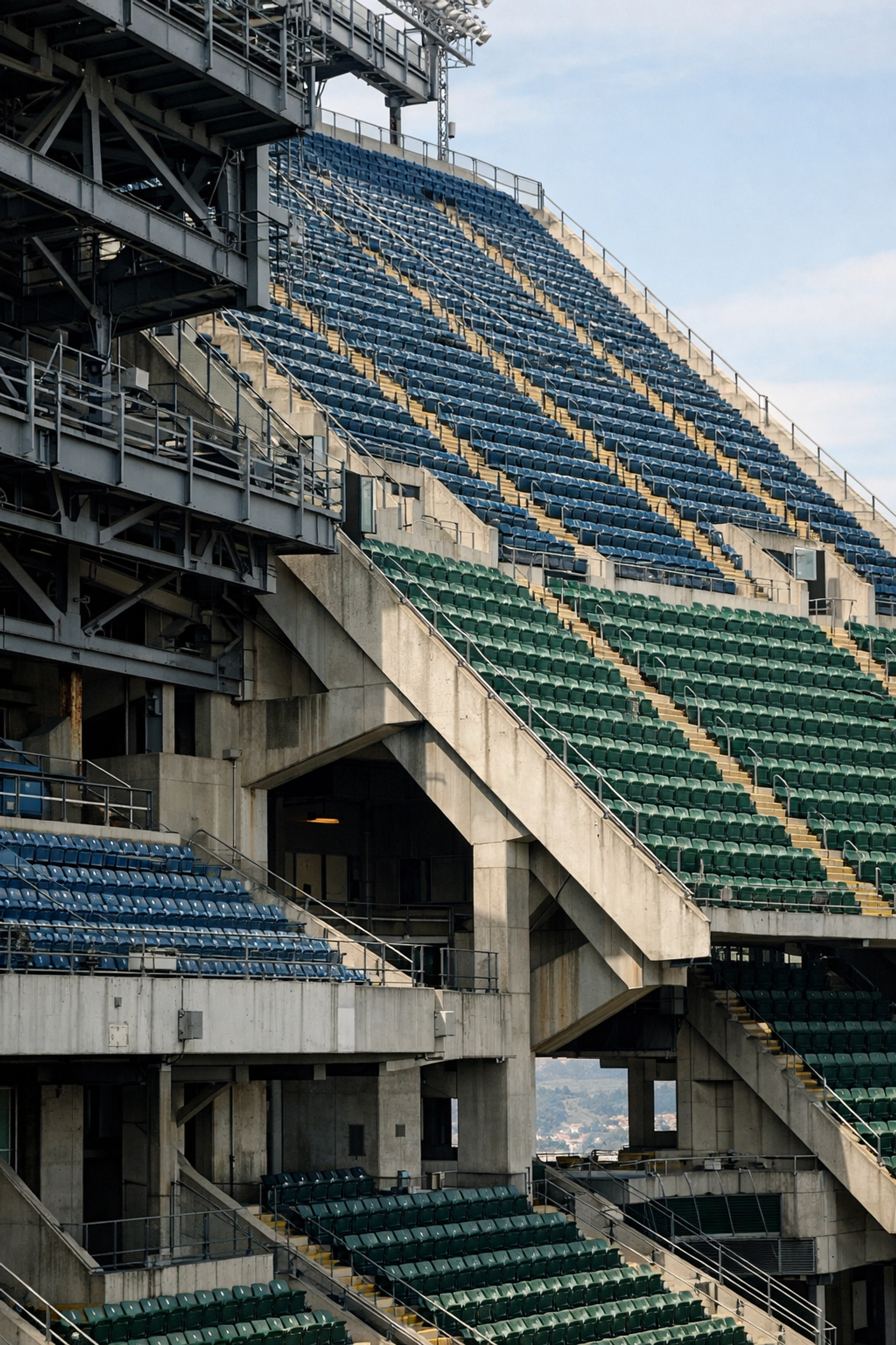 Mount Davis upper deck seating section at Oakland Coliseum stadium showing empty seats