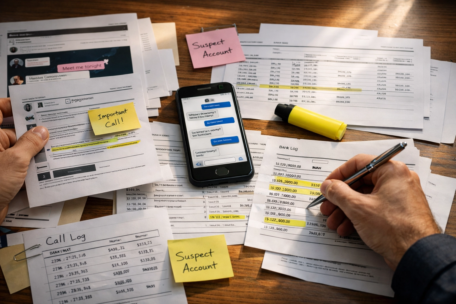 Documenting romance scam evidence with transaction records and message screenshots