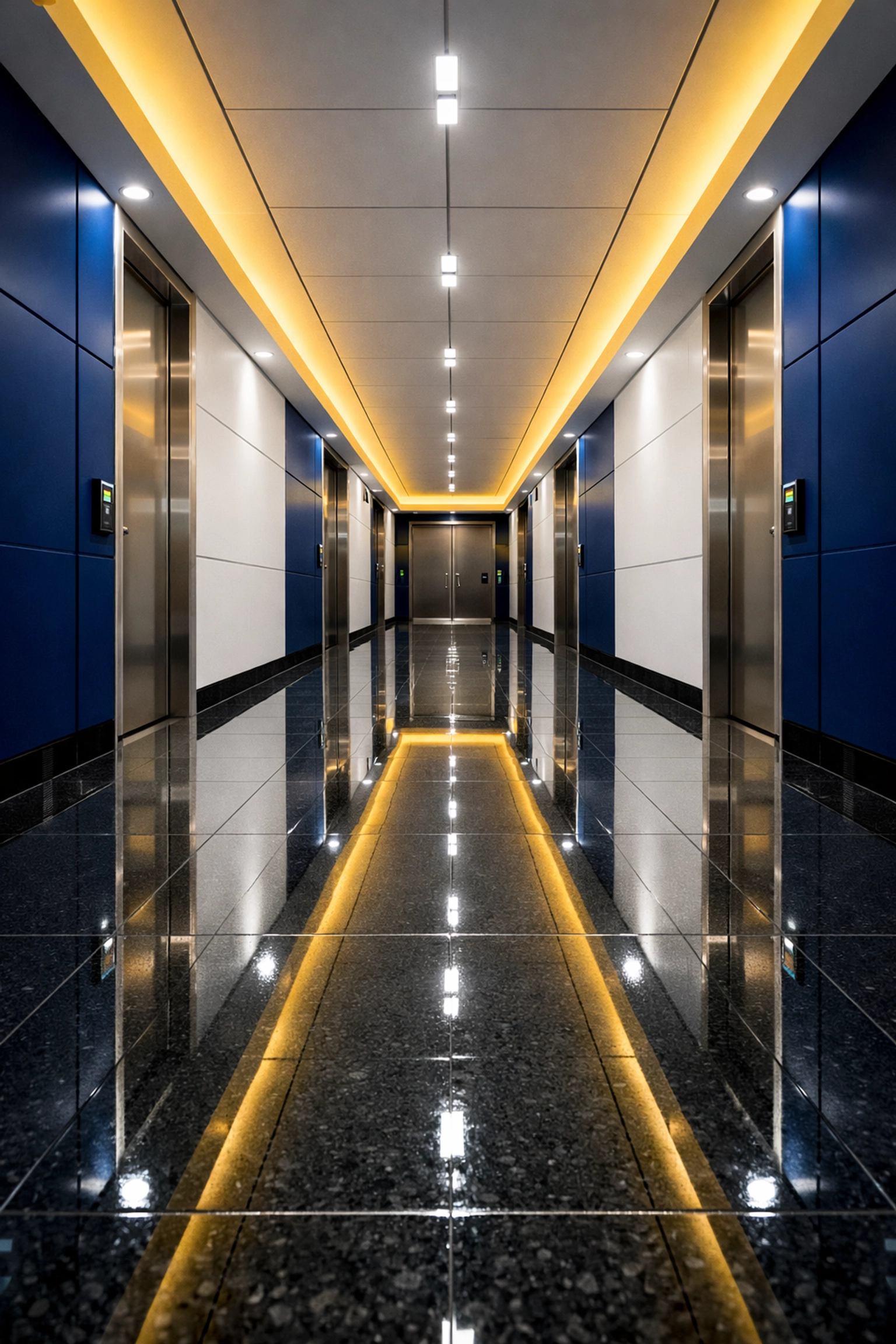 Polished executive hallway in Peabody, MA, demonstrating professional commercial janitorial services.