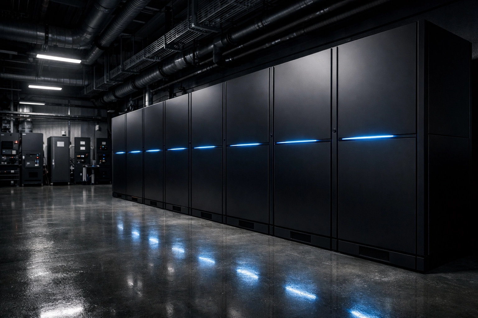 Sleek commercial battery storage installation in a dedicated plant room to maximize solar energy efficiency.