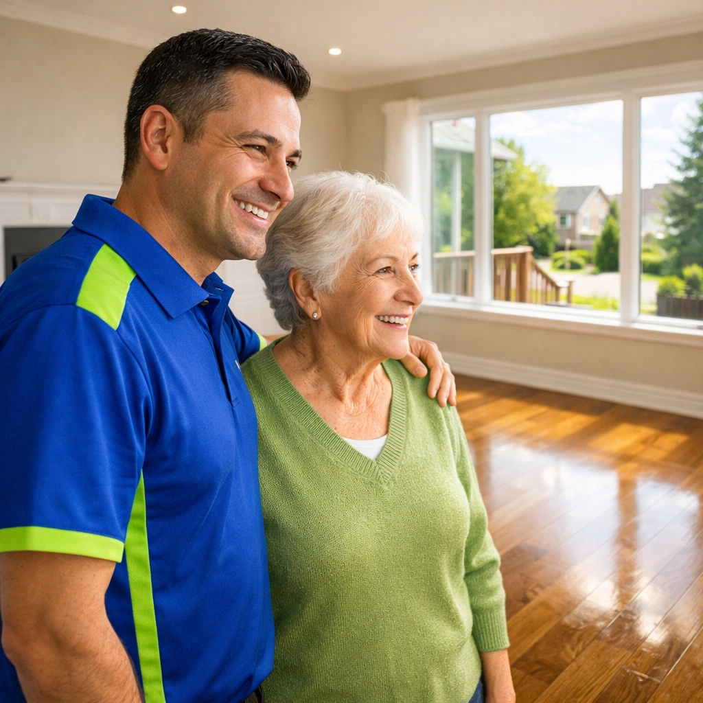 Junk GTA owner Roman helping an elderly client after a professional estate cleanout in Barrie, Simcoe County.