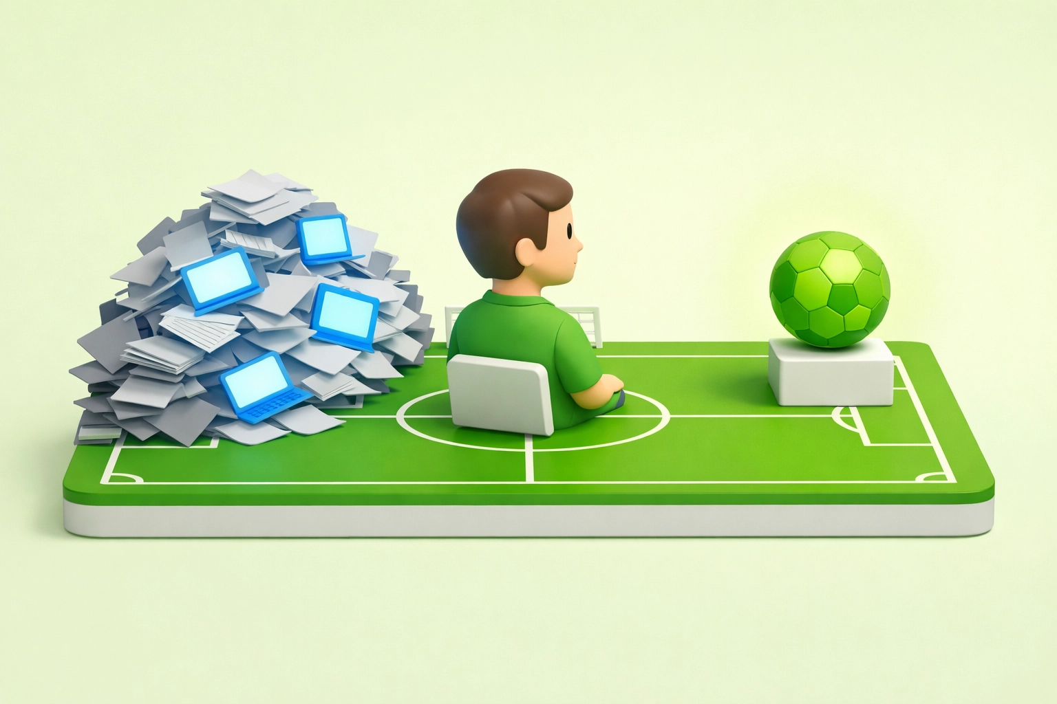 Illustration comparing manual research fatigue with a clear data-driven football betting strategy signal.