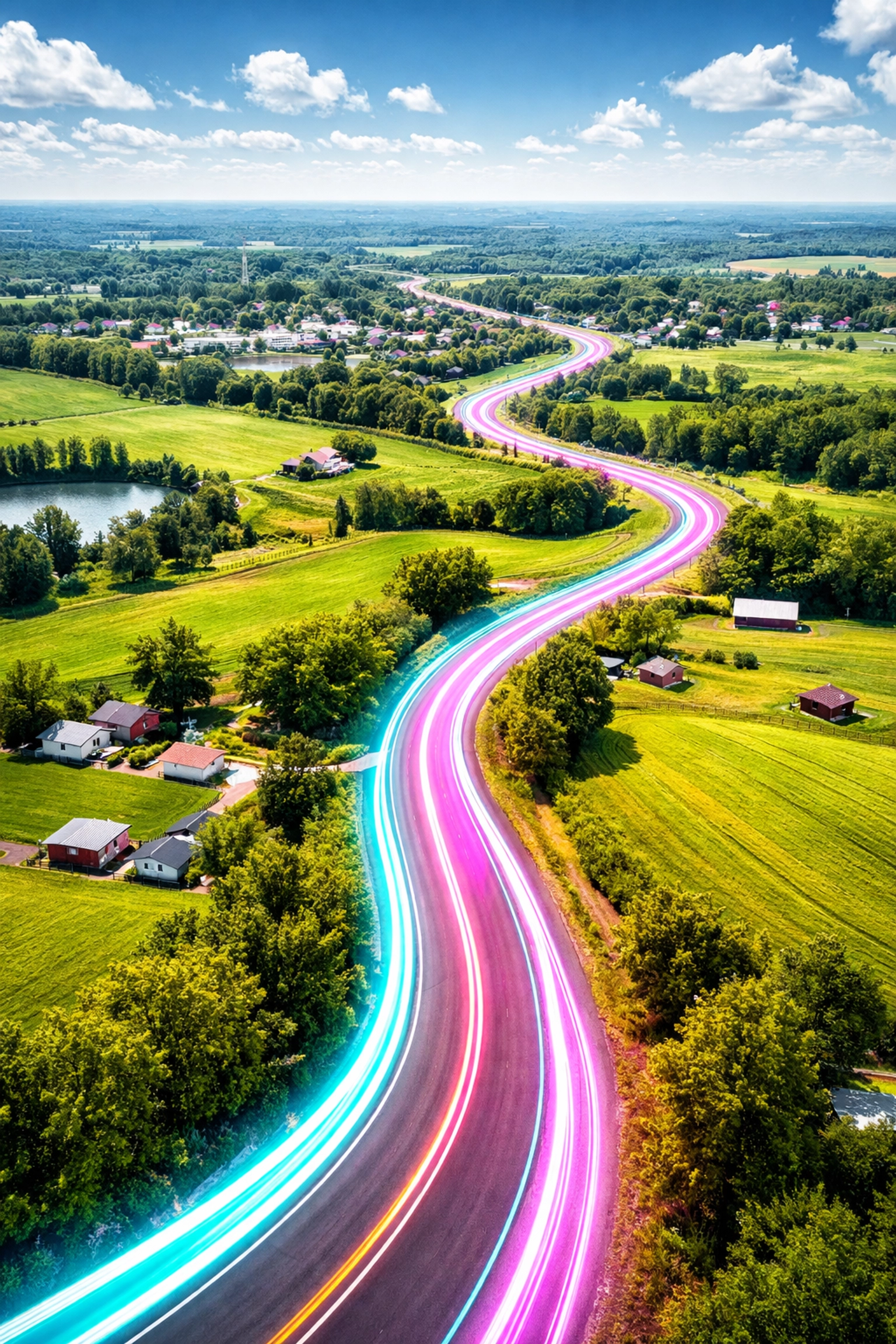 Aerial view of Missouri country road between Barnhart and Arnold, showing how close Grateful Motors is to local drivers.