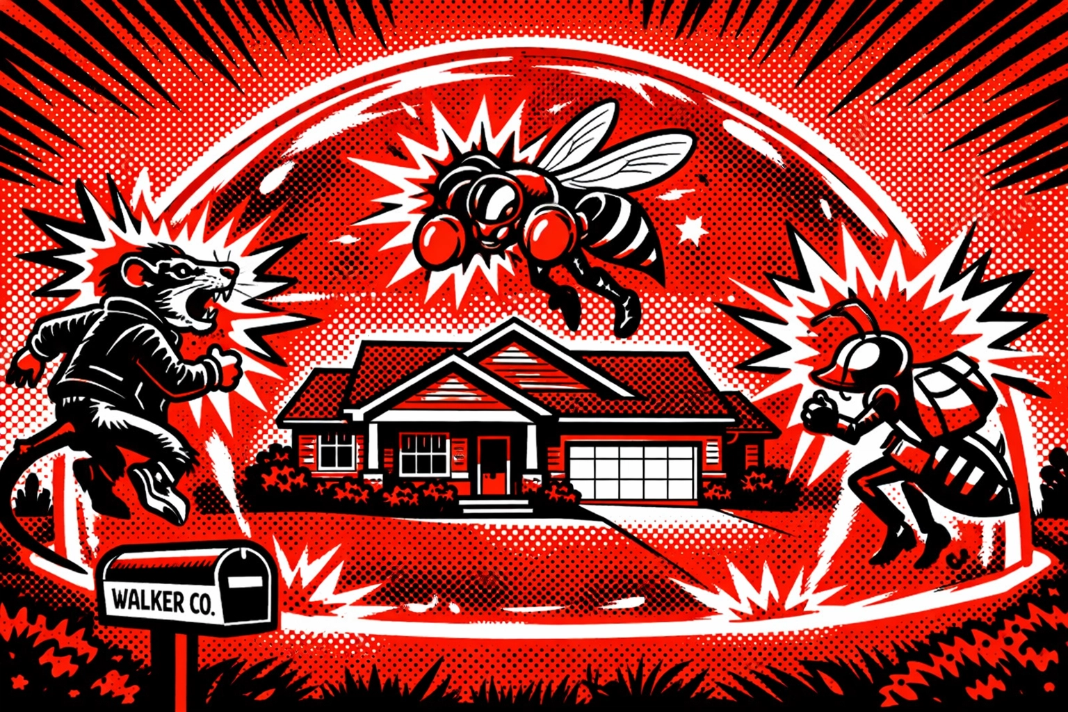 A secure pest control barrier protecting a Walker County home from ants, wasps, and rodents.