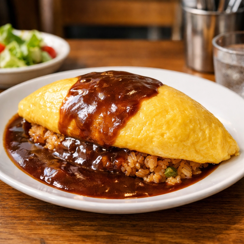 Top 10 Tokyo Cheap Eats for Budget Travelers (And Where to Find Them) 3 Fluffy omurice in a Tokyo eatery, classic best cheap eats comfort food