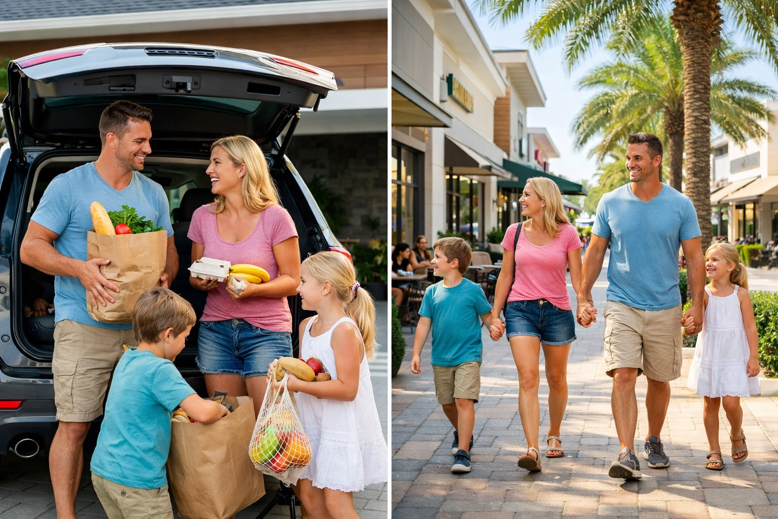 Family enjoying convenient shopping near Cape Coral residential neighborhood