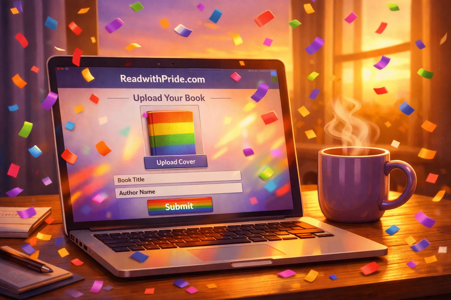 MM romance author publishing first book on Read with Pride platform with pride celebration