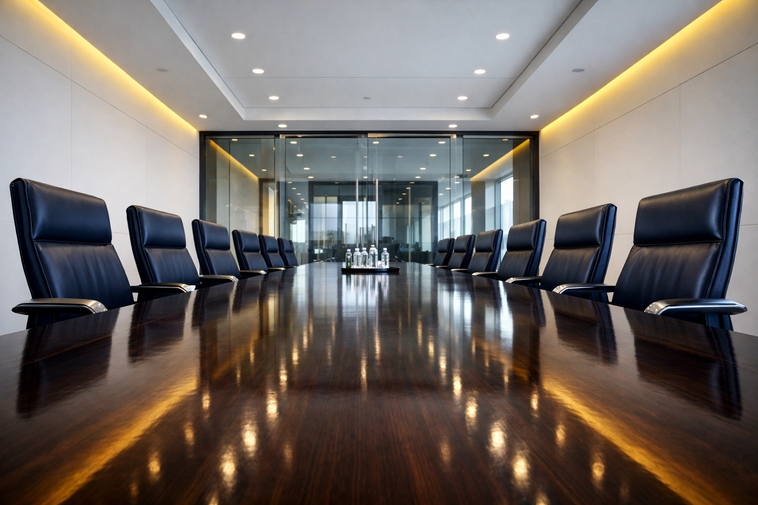 Polished corporate conference room prepared by a professional Last Minute Cleaning Boston emergency response team.