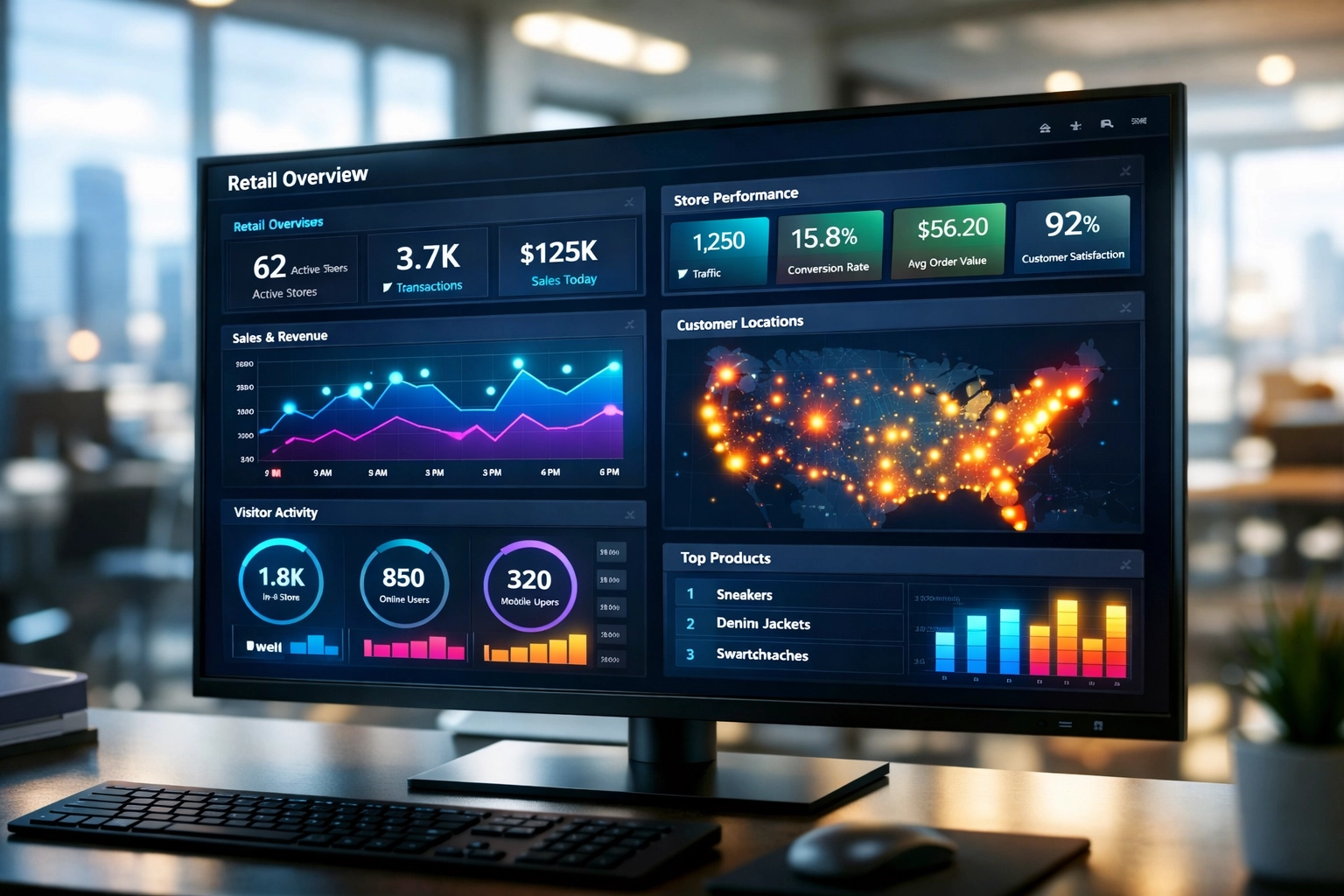 ServiceNow analytics dashboard showing retail adoption metrics and user activity data