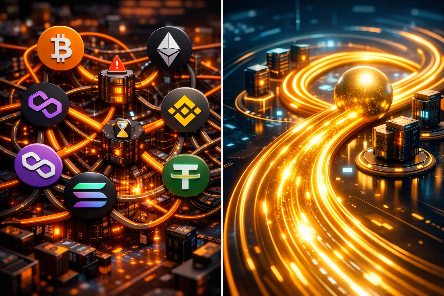 Layer 1 payment comparison showing LareBlocks streamlined architecture vs multi-chain complexity