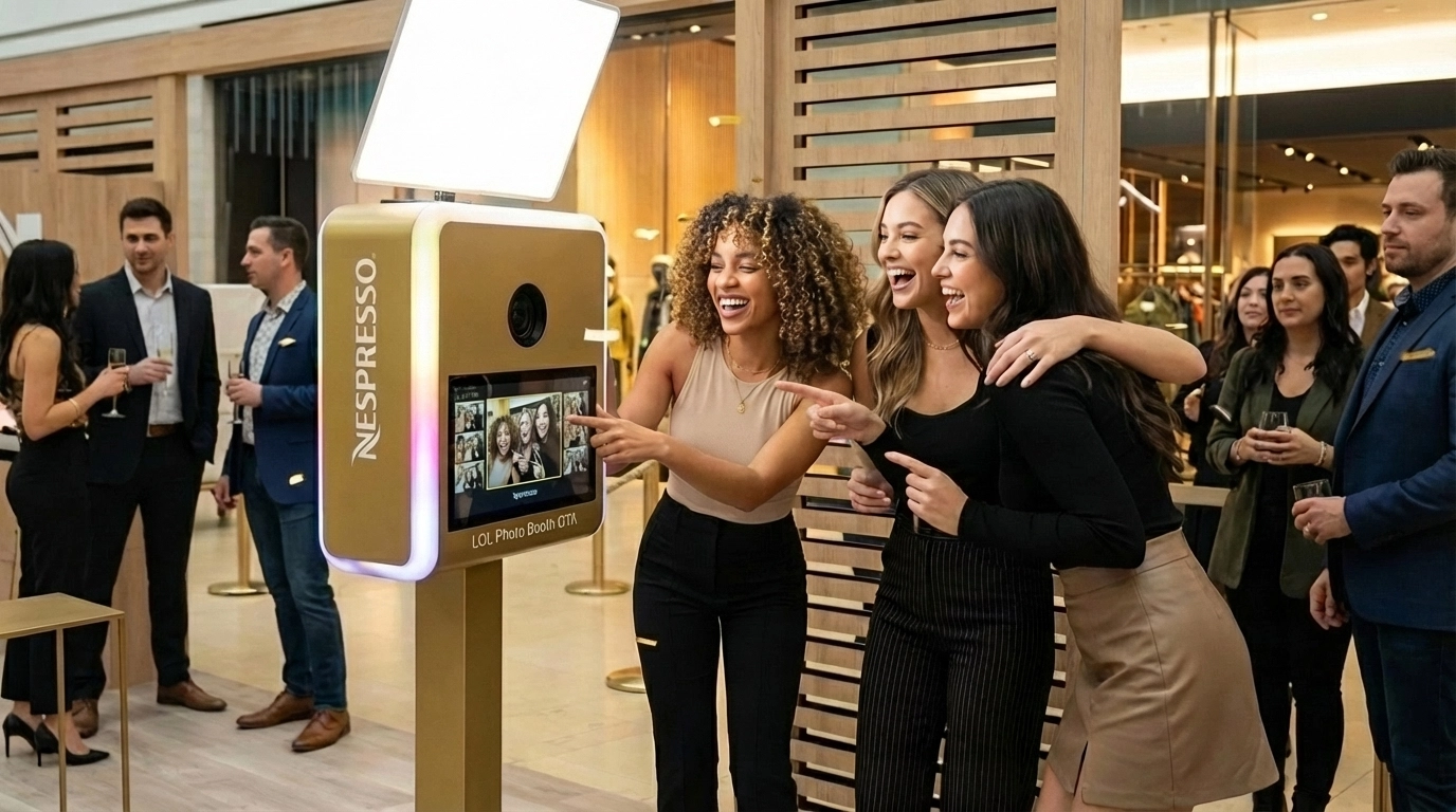 Interactive photo mosaic wall at a Toronto event