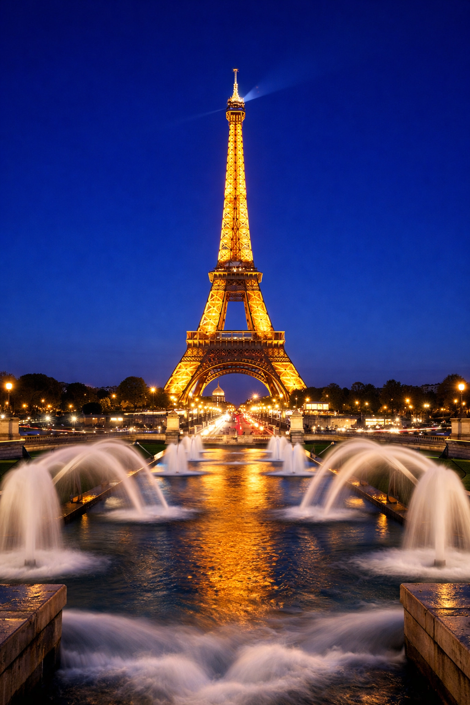 The Eiffel Tower illuminated at night, a top destination for professional cityscape and travel photography.