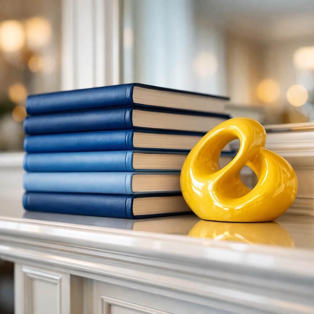 Close-up of a dust-free bookshelf showing the precision of professional cleaners Oakham MA.