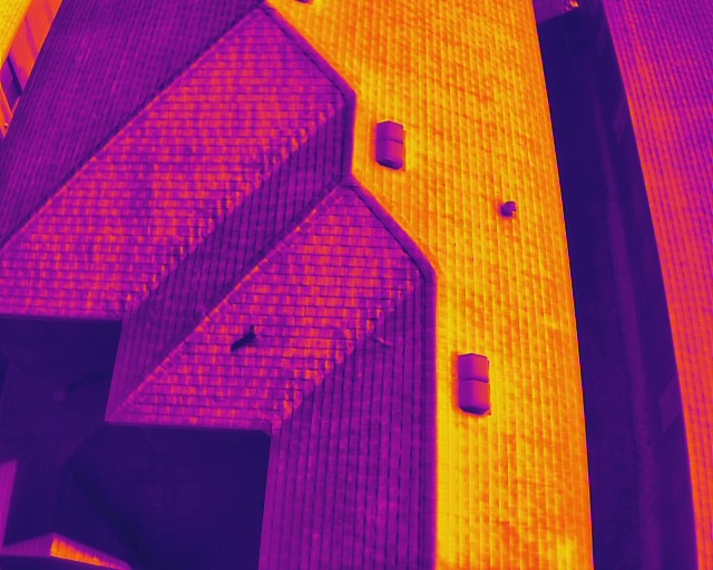 Thermal drone image of rooftop