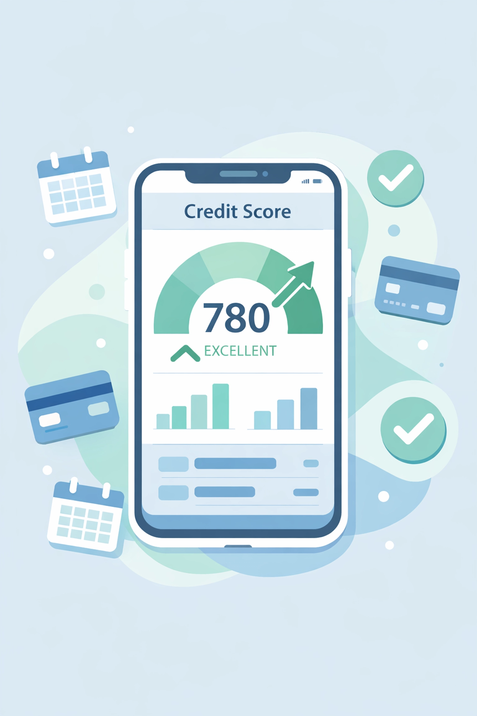 Dashboard mostrando score de crédito subiendo con estrategia de reparación efectiva