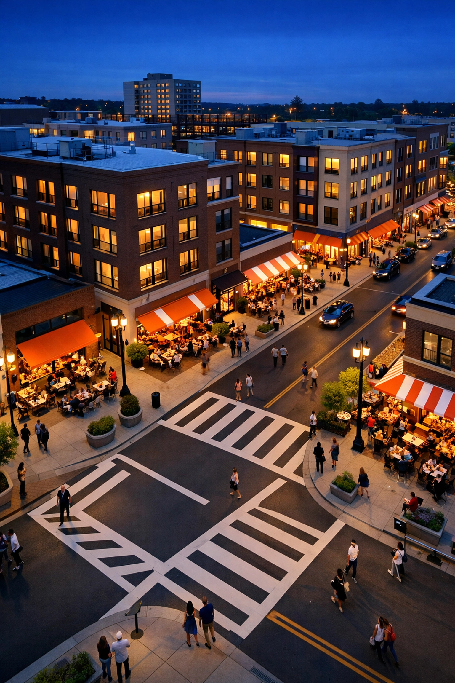 Revitalized downtown San Francisco with active street life and mixed-use buildings