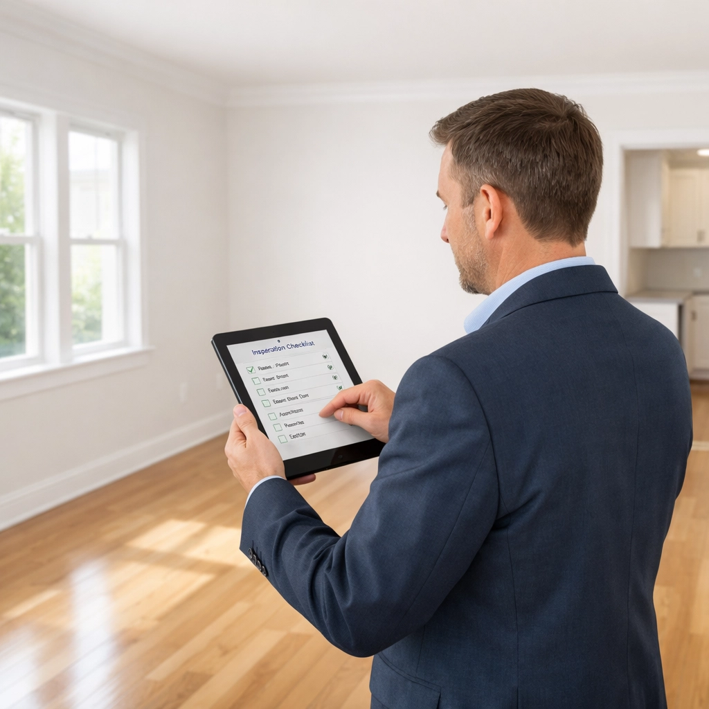 Property manager conducting final quality inspection of rent-ready apartment unit