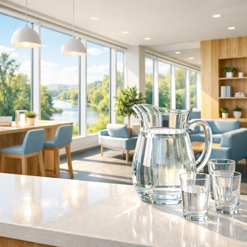 Fresh collaborative office space cleaned with eco-friendly commercial cleaning products in Maynard, MA.