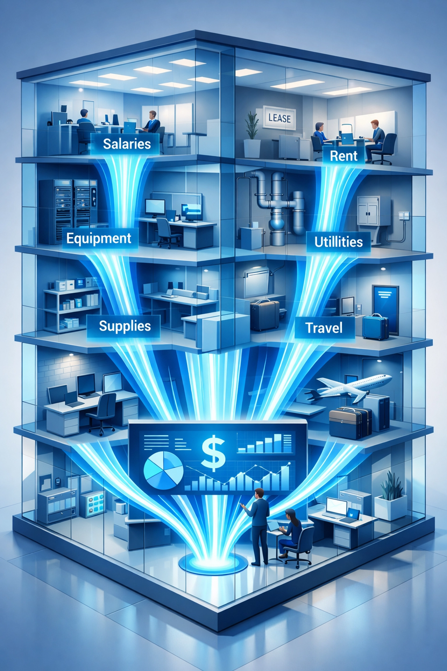 Financial dashboard showing operating expense trends