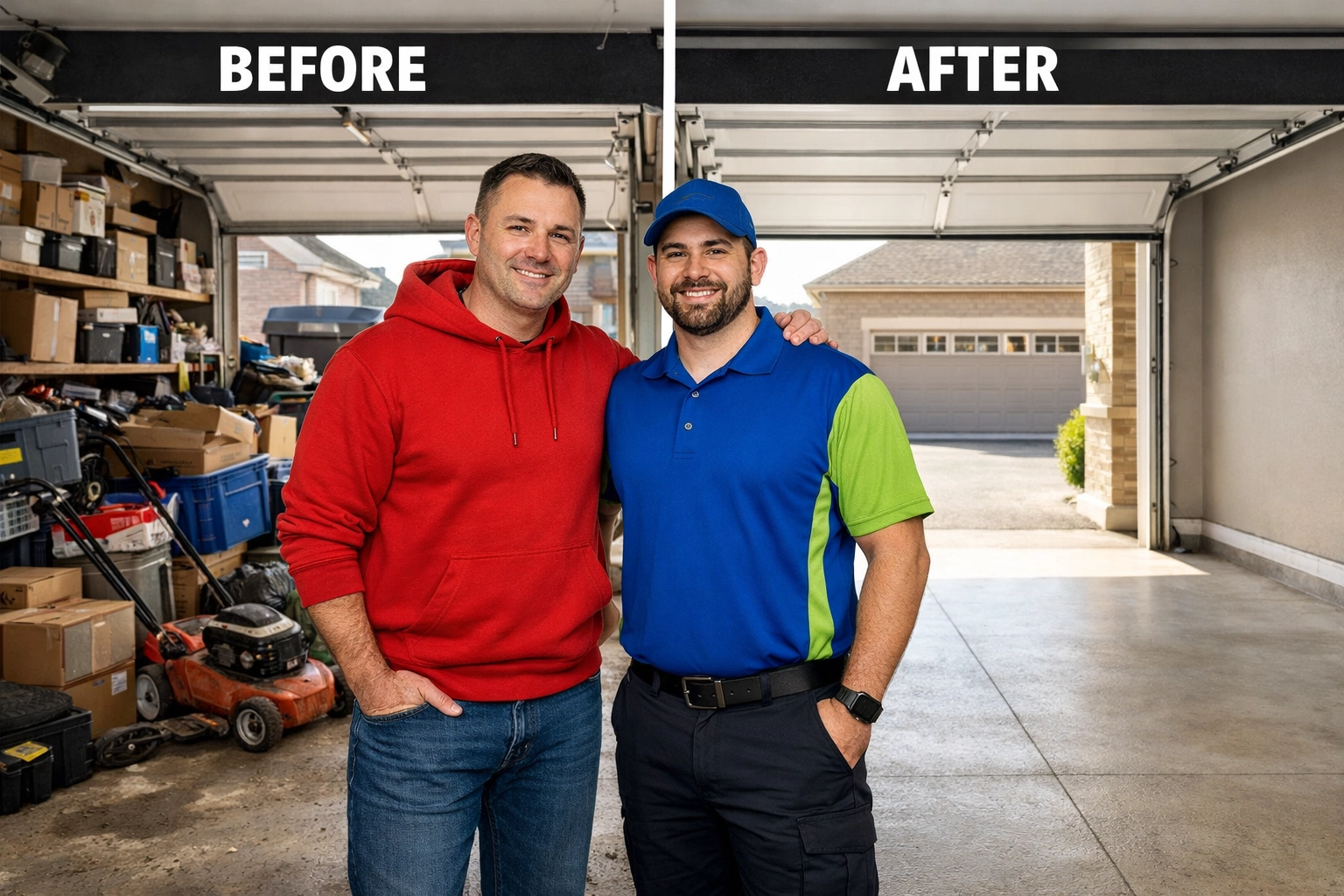 Junk GTA team performing a stress-free garage cleanout in Aurora to reclaim space for a vehicle.