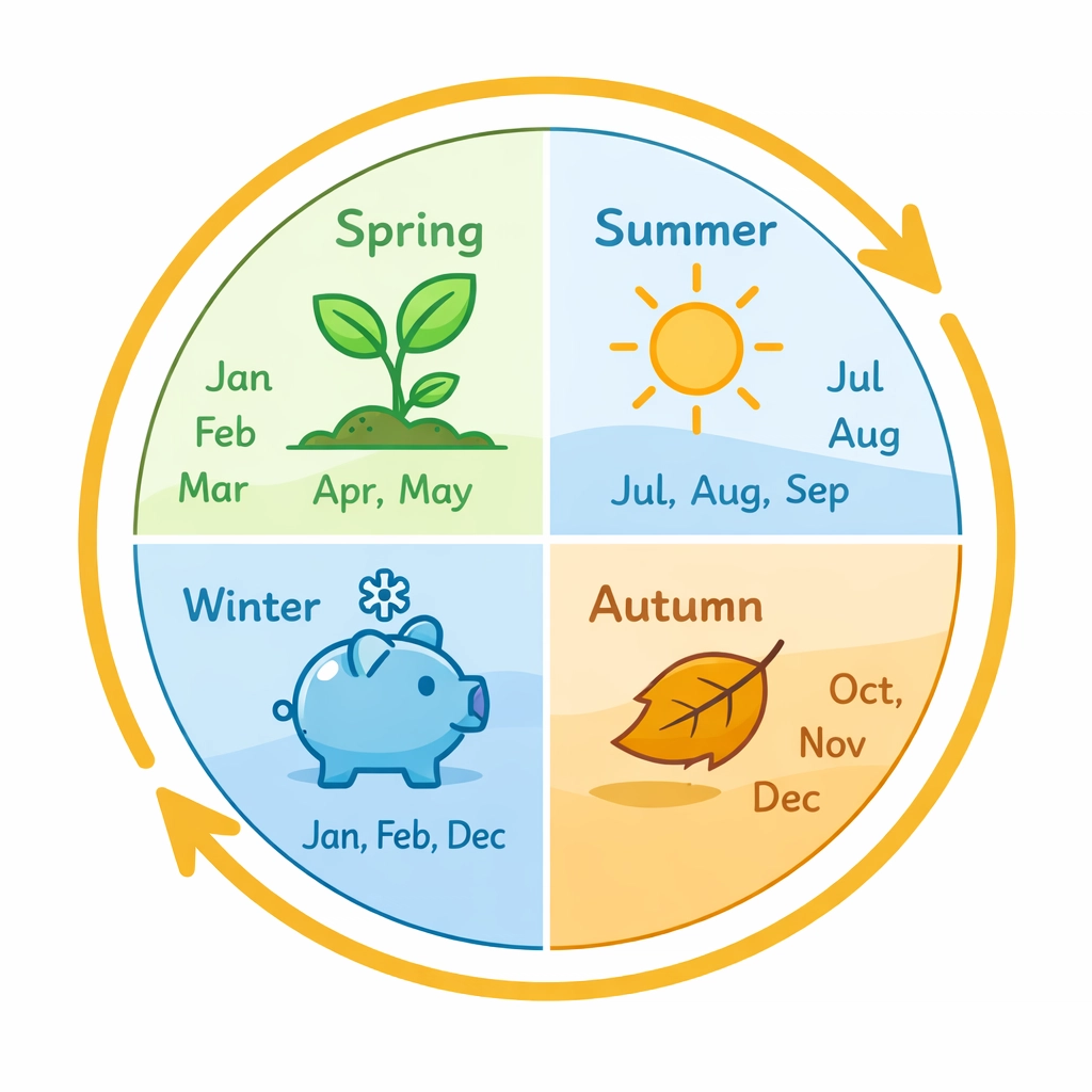 A seasonal calendar representing year-round tax planning strategies to maximize your financial return.