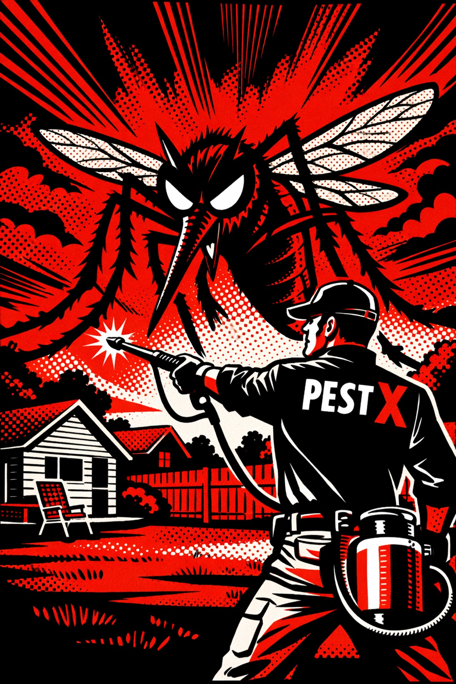 Pest X technician providing professional mosquito control in a Jasper Alabama backyard.