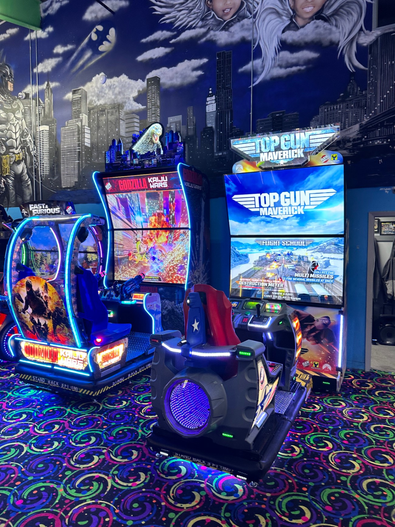 Arcade games area at Funstation USA in Staten Island.