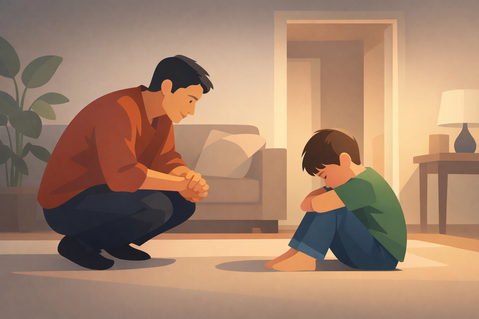 Parent modeling accountability and honest vulnerability with child at home