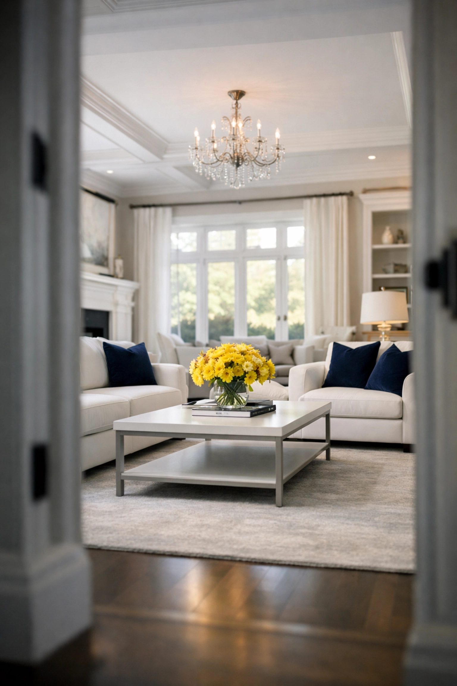 Spotless living room in Wellesley home maintained by recurring cleaning services near me.
