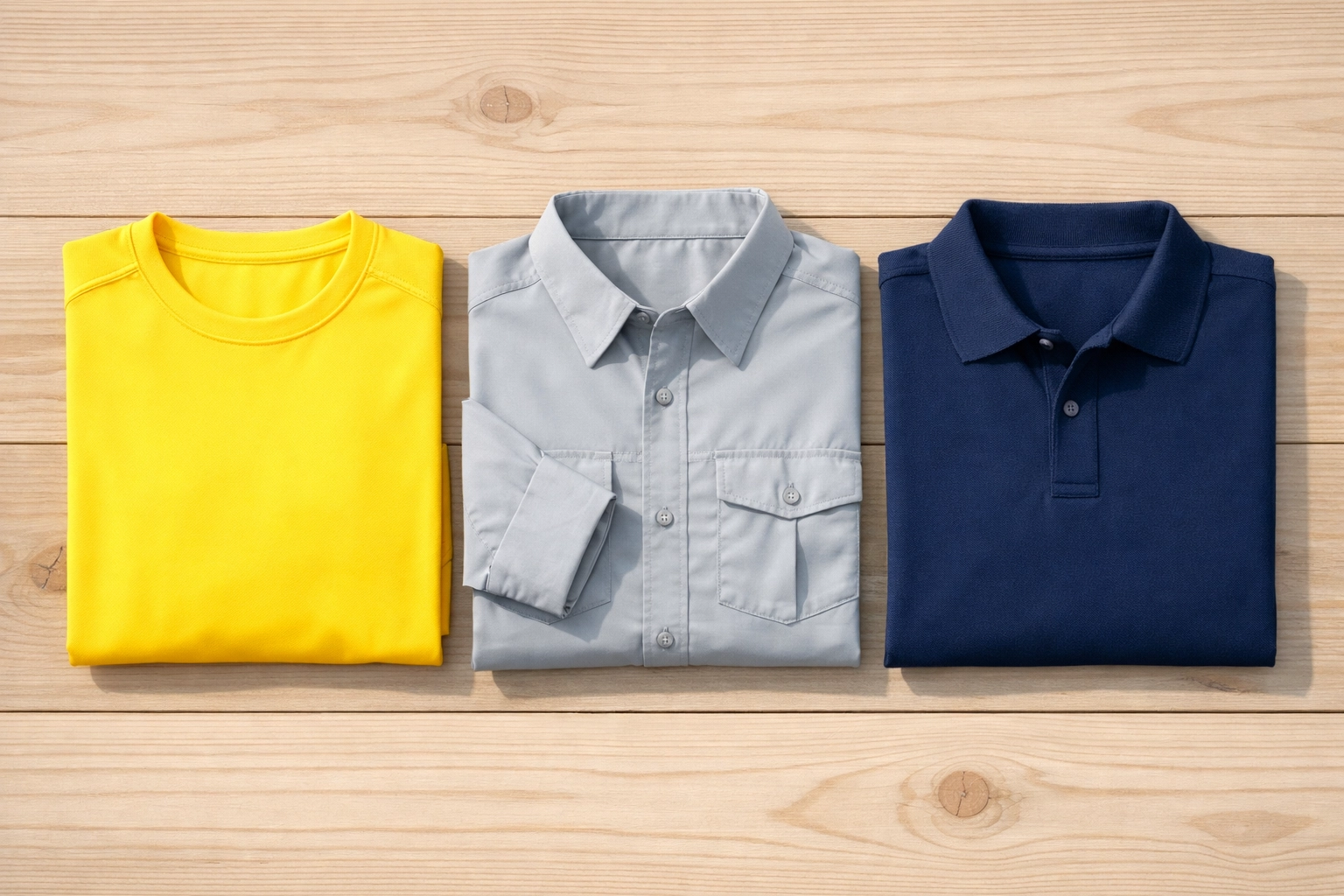 A collection of custom t shirts and performance polos for local landscaping and lawn care business teams.