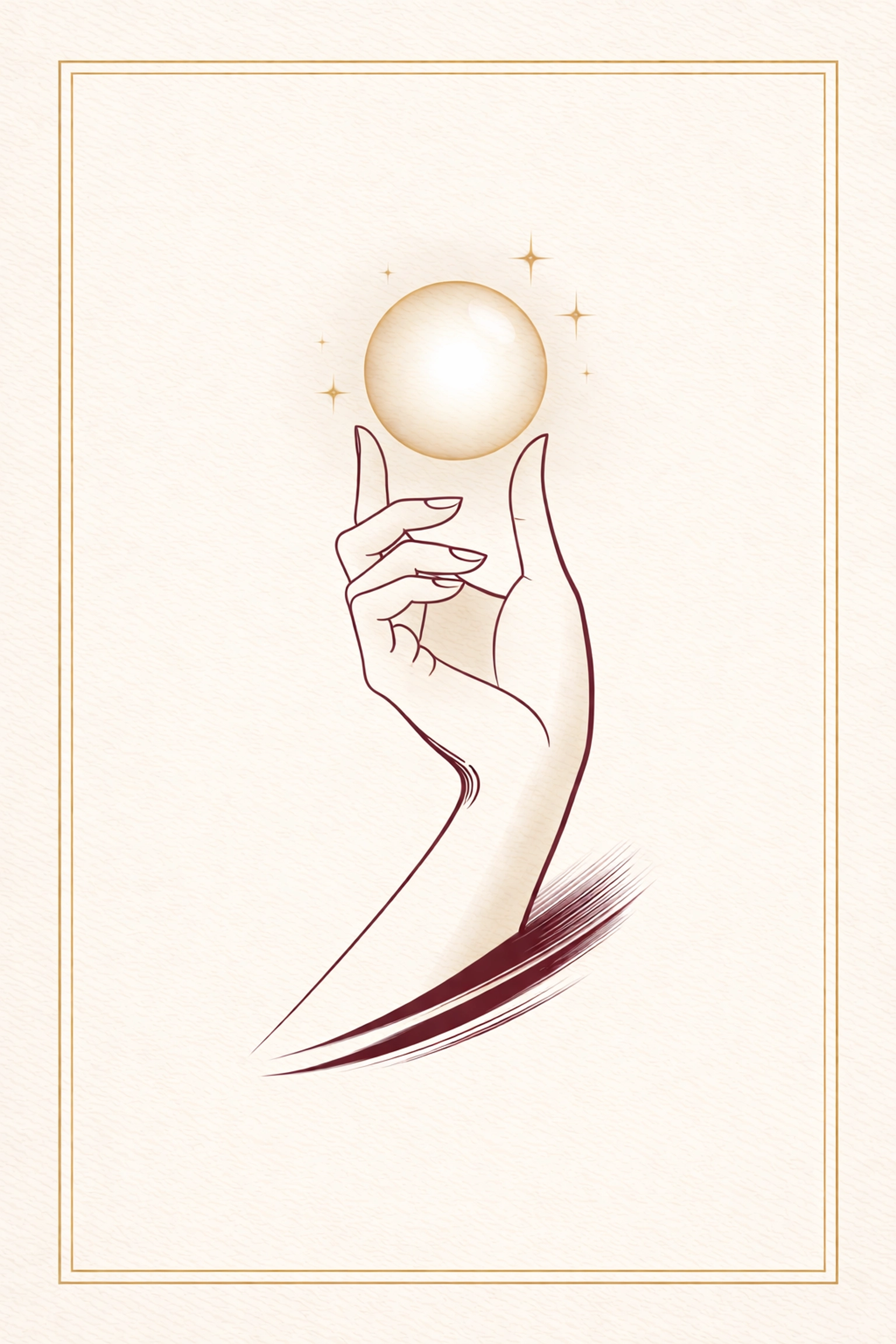 Minimalist illustration of a hand holding a glowing orb, symbolizing the essence of personal branding for creators.